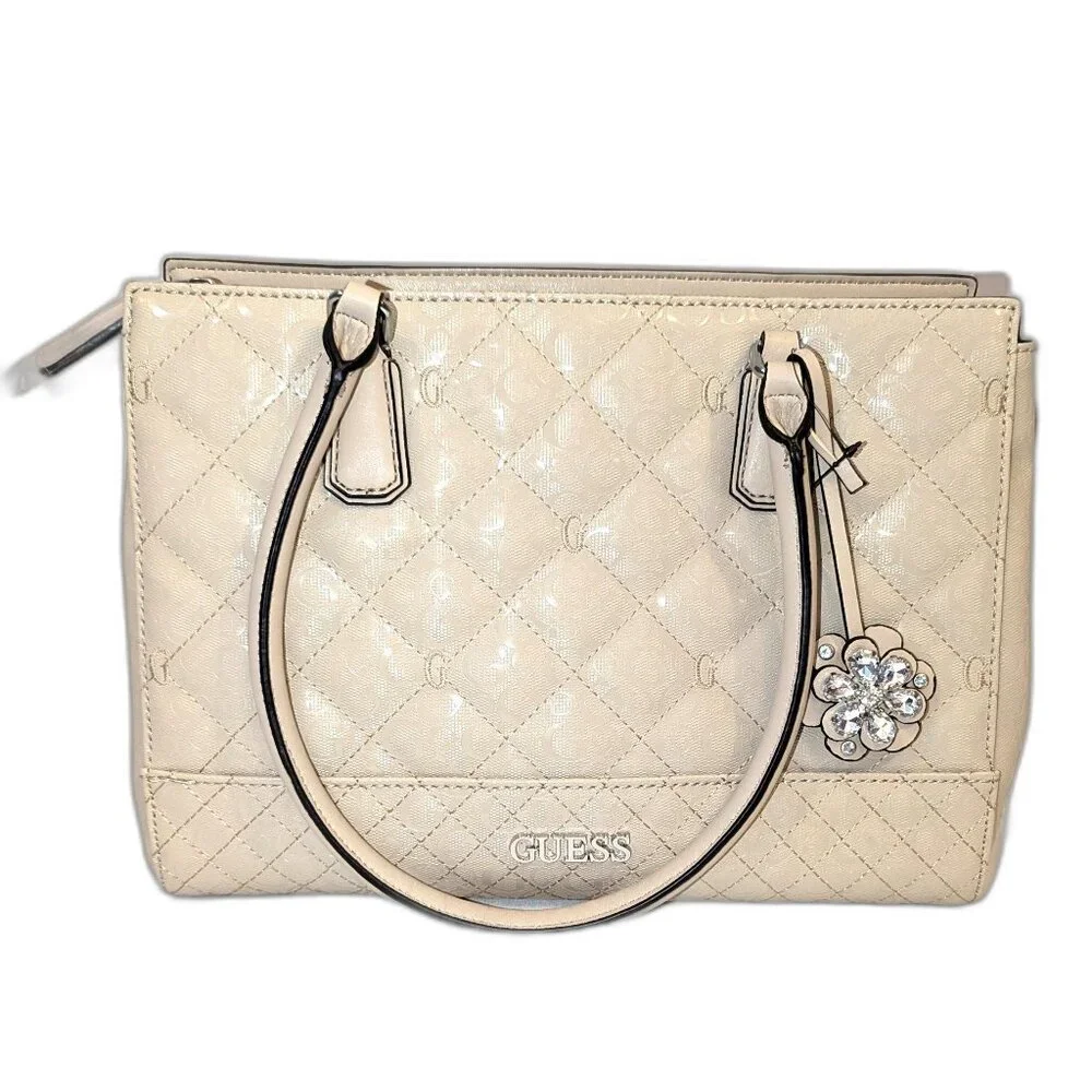 NWT Guess | Gretna Satchel Shoulder Bag Purse in Stone Cream Tan | One Size